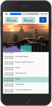 Screenshot of subtitle editor